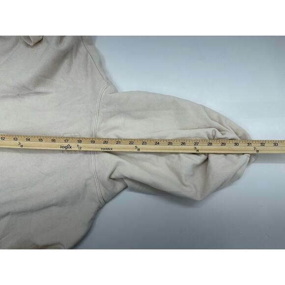 American Eagle Womens Sweatshirt Size Small Tan Hooded Ruffled Long Sleeve - Picture 10 of 11